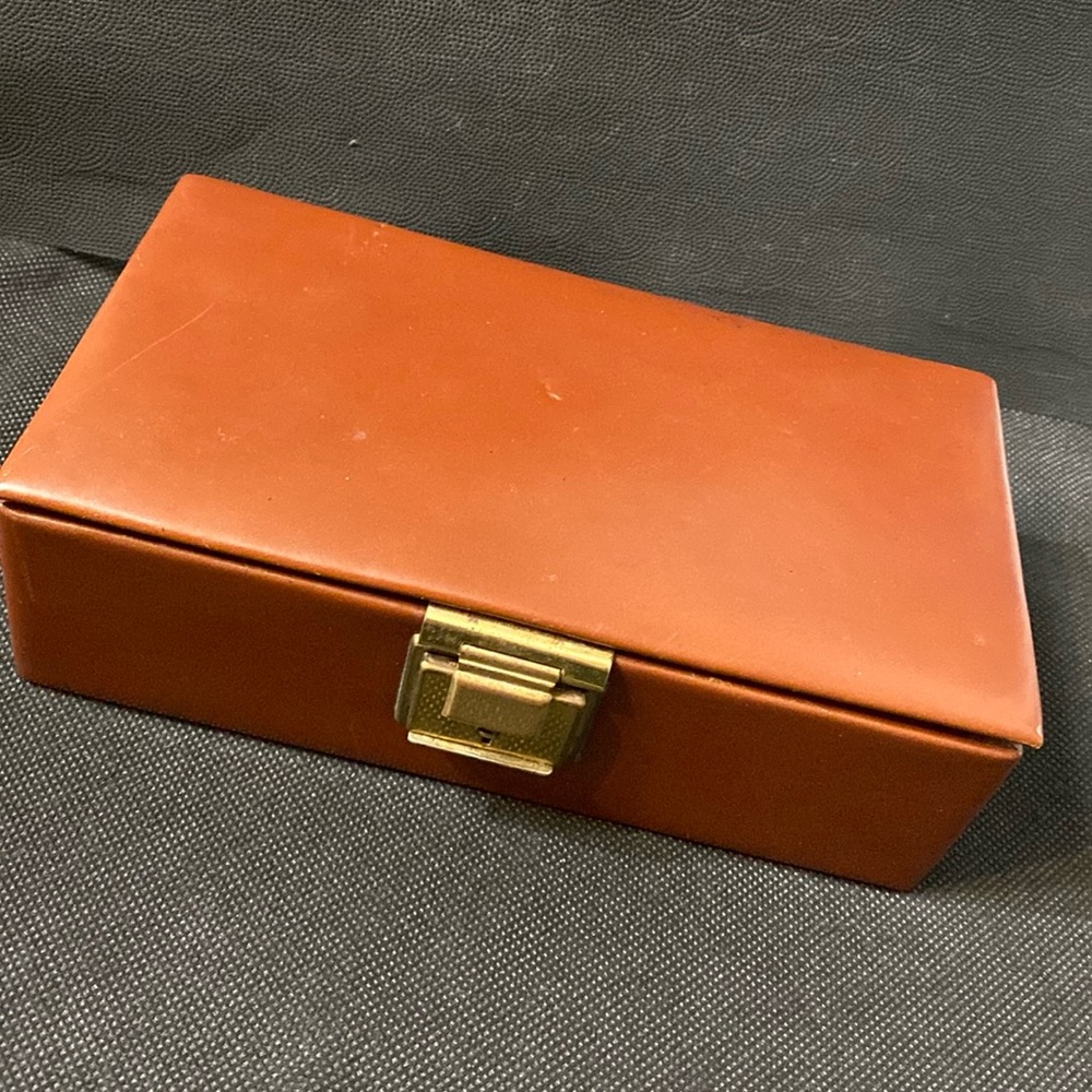 Vintage French Leather small Jewelry Box